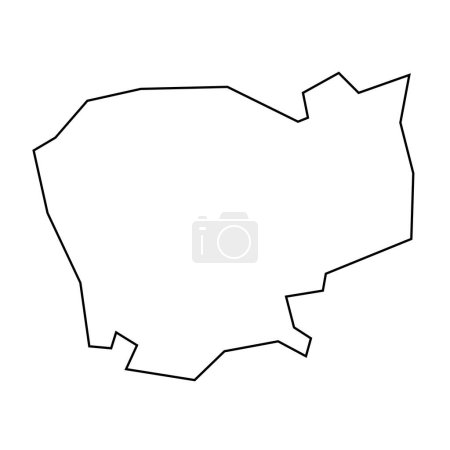 Camboya país delgada silueta contorno negro. Mapa simplificado. Icono vectorial aislado sobre fondo blanco.