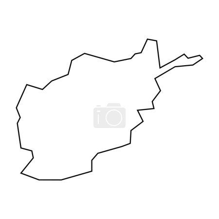 Afghanistan pays silhouette mince contour noir. Carte simplifiée. Icône vectorielle isolée sur fond blanc.