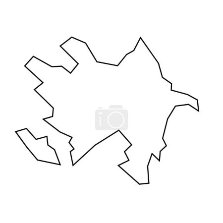Azerbaijan country thin black outline silhouette. Simplified map. Vector icon isolated on white background.