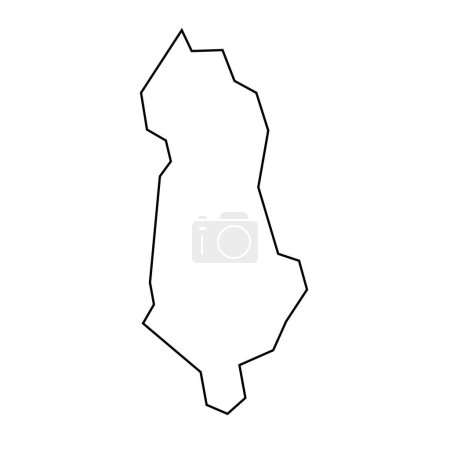 Albania country thin black outline silhouette. Simplified map. Vector icon isolated on white background.