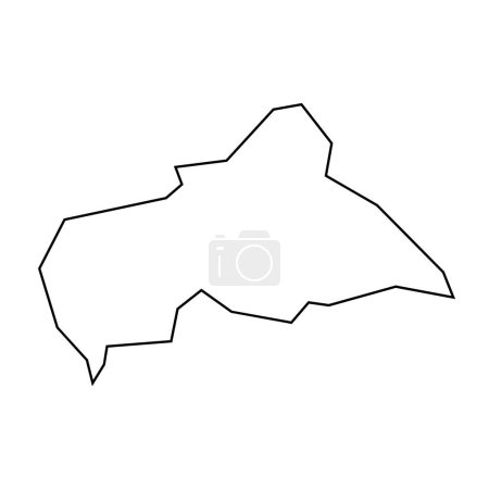 Central African Republic country thin black outline silhouette. Simplified map. Vector icon isolated on white background.