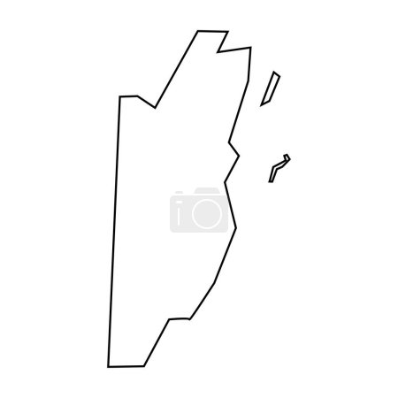 Belize country thin black outline silhouette. Simplified map. Vector icon isolated on white background.