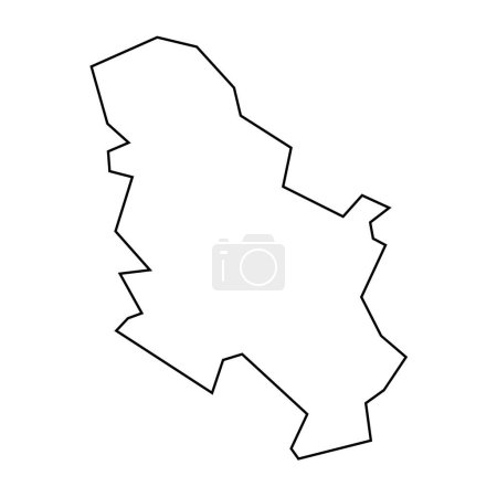 Serbia country thin black outline silhouette. Simplified map. Vector icon isolated on white background.