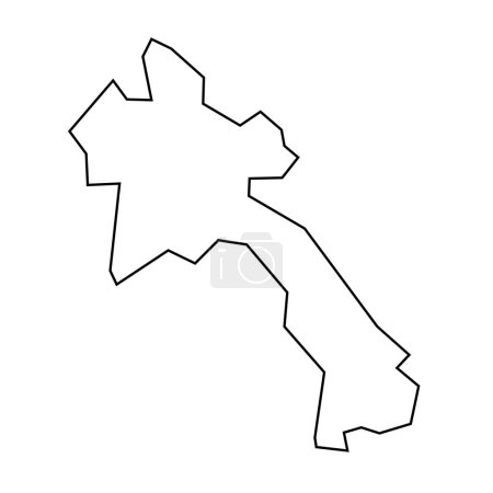 Laos Land dünne schwarze Silhouette. Vereinfachte Landkarte. Vektor-Symbol isoliert auf weißem Hintergrund.