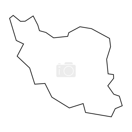 Iran country thin black outline silhouette. Simplified map. Vector icon isolated on white background.