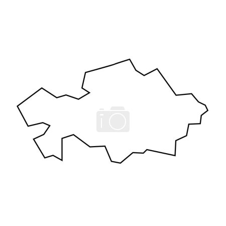 Kazakhstan country thin black outline silhouette. Simplified map. Vector icon isolated on white background.