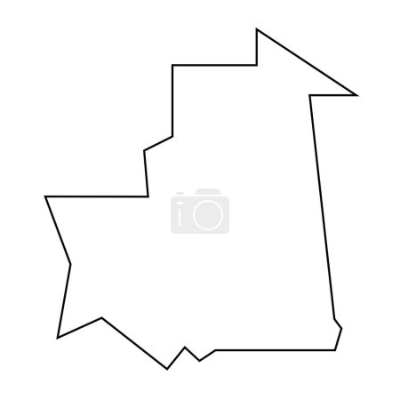 Mauritania country thin black outline silhouette. Simplified map. Vector icon isolated on white background.