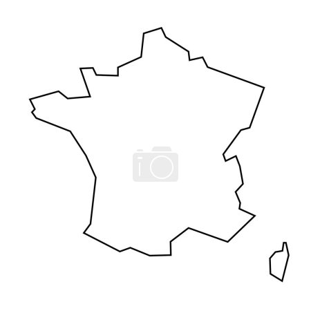 France country thin black outline silhouette. Simplified map. Vector icon isolated on white background.