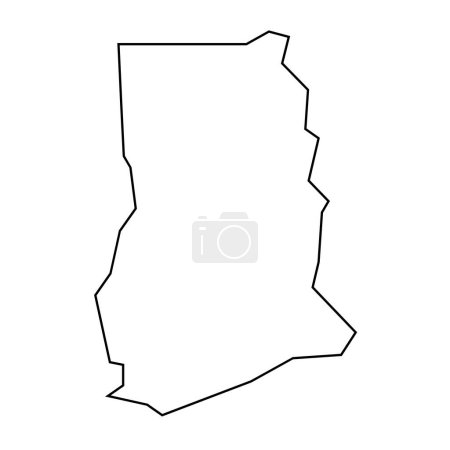 Ghana país delgada silueta contorno negro. Mapa simplificado. Icono vectorial aislado sobre fondo blanco.