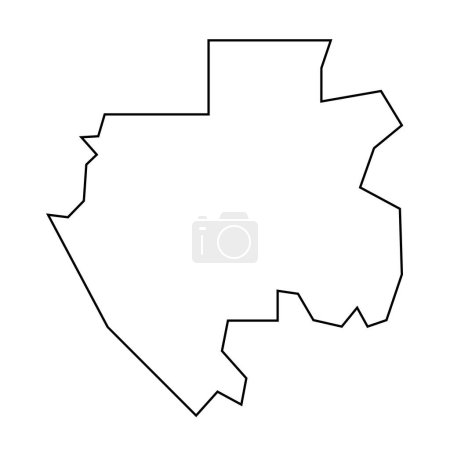 Gabun Land dünne schwarze Silhouette. Vereinfachte Landkarte. Vektor-Symbol isoliert auf weißem Hintergrund.
