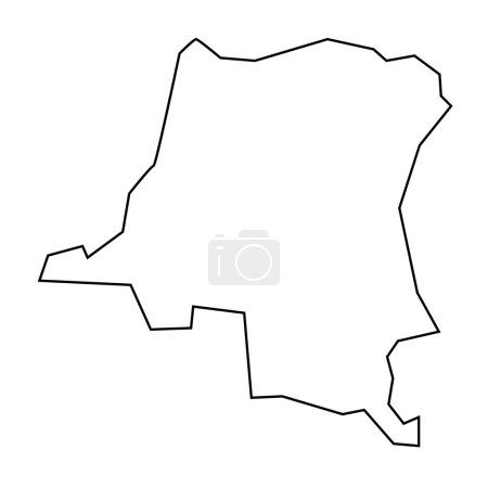 República Democrática del Congo país delgada silueta contorno negro. Mapa simplificado. Icono vectorial aislado sobre fondo blanco.