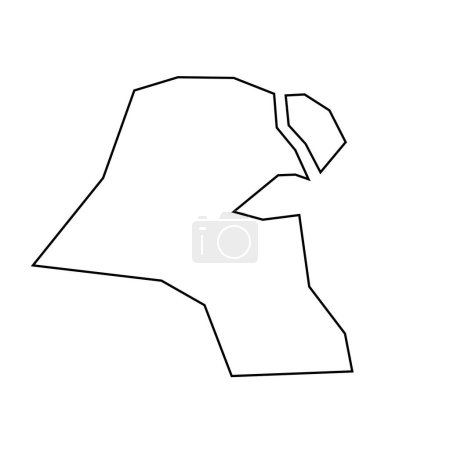 Koweït pays silhouette fine contour noir. Carte simplifiée. Icône vectorielle isolée sur fond blanc.
