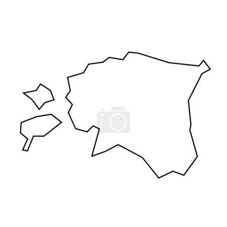 Estonia país delgada silueta contorno negro. Mapa simplificado. Icono vectorial aislado sobre fondo blanco.