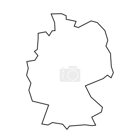 Alemania país delgada silueta contorno negro. Mapa simplificado. Icono vectorial aislado sobre fondo blanco.
