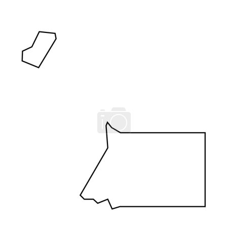 Guinea Ecuatorial país delgada silueta contorno negro. Mapa simplificado. Icono vectorial aislado sobre fondo blanco.