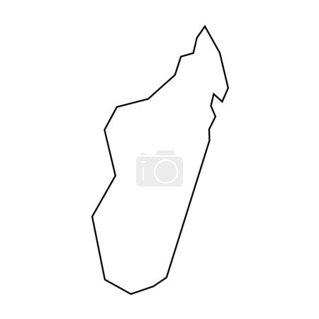 País de Madagascar delgada silueta contorno negro. Mapa simplificado. Icono vectorial aislado sobre fondo blanco.