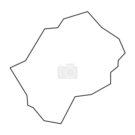 Lesotho country silhouette fine silhouette noire. Carte simplifiée. Icône vectorielle isolée sur fond blanc.