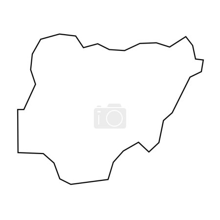 Nigeria country thin black outline silhouette. Simplified map. Vector icon isolated on white background.