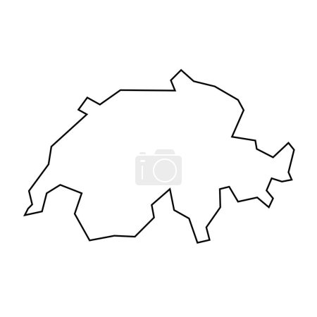 Switzerland country thin black outline silhouette. Simplified map. Vector icon isolated on white background.