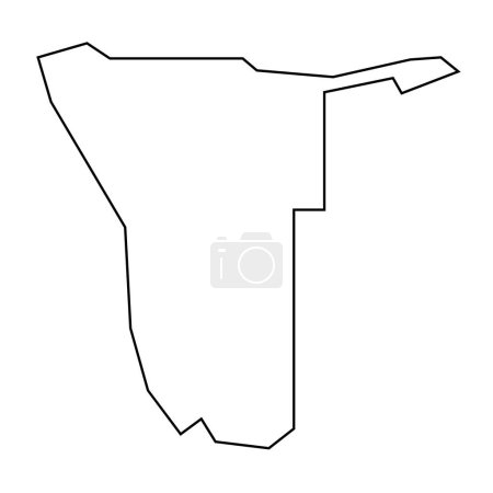 Namibia country thin black outline silhouette. Simplified map. Vector icon isolated on white background.