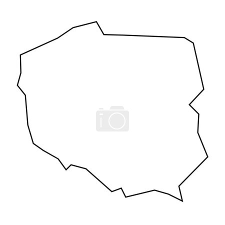 Polen Land dünne schwarze Silhouette. Vereinfachte Landkarte. Vektor-Symbol isoliert auf weißem Hintergrund.