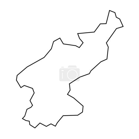 North Korea country thin black outline silhouette. Simplified map. Vector icon isolated on white background.
