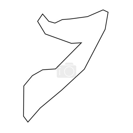 Somalia Land dünne schwarze Silhouette. Vereinfachte Landkarte. Vektor-Symbol isoliert auf weißem Hintergrund.