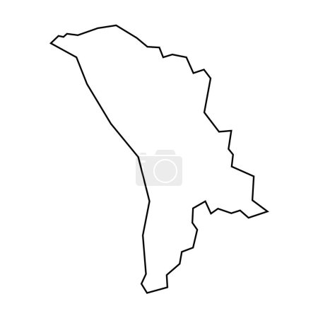 Moldova country thin black outline silhouette. Simplified map. Vector icon isolated on white background.