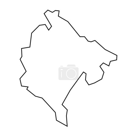 Montenegro Land dünne schwarze Silhouette. Vereinfachte Landkarte. Vektor-Symbol isoliert auf weißem Hintergrund.