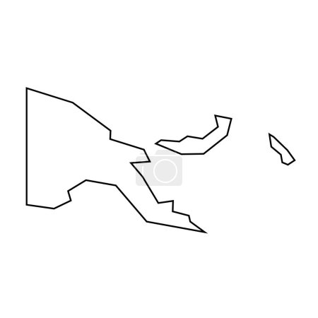 Papouasie-Nouvelle-Guinée silhouette fine contour noir pays. Carte simplifiée. Icône vectorielle isolée sur fond blanc.
