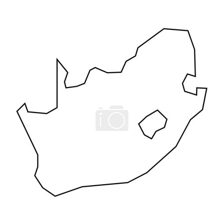 Afrique du Sud silhouette fine contour noir pays. Carte simplifiée. Icône vectorielle isolée sur fond blanc.