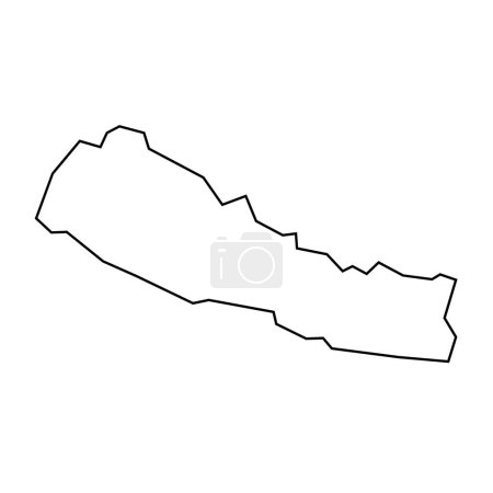 Nepal Land dünne schwarze Silhouette. Vereinfachte Landkarte. Vektor-Symbol isoliert auf weißem Hintergrund.