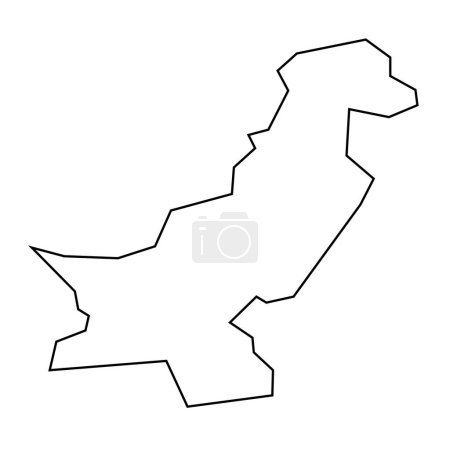 Pakistan Land dünne schwarze Silhouette. Vereinfachte Landkarte. Vektor-Symbol isoliert auf weißem Hintergrund.