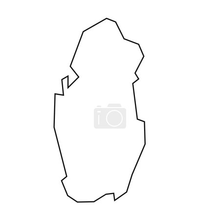 Qatar country thin black outline silhouette. Simplified map. Vector icon isolated on white background.