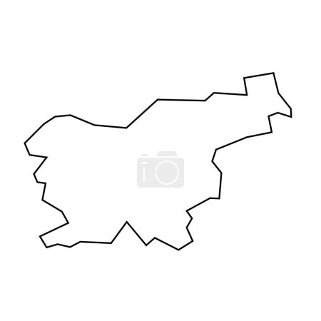Eslovenia país delgada silueta contorno negro. Mapa simplificado. Icono vectorial aislado sobre fondo blanco.