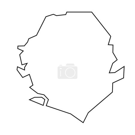 Sierra Leone country thin black outline silhouette. Simplified map. Vector icon isolated on white background.