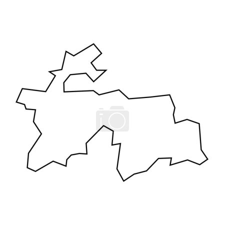 Tajikistan country thin black outline silhouette. Simplified map. Vector icon isolated on white background.