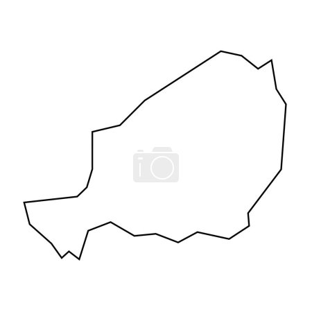 Niger country thin black outline silhouette. Simplified map. Vector icon isolated on white background.