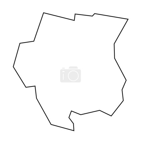 Suriname country thin black outline silhouette. Simplified map. Vector icon isolated on white background.