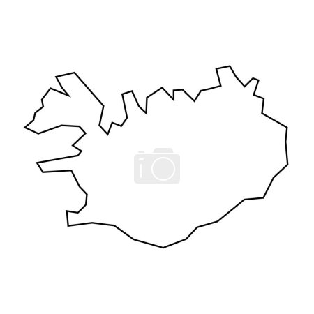 Iceland country thin black outline silhouette. Simplified map. Vector icon isolated on white background.