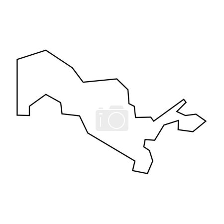 Ouzbékistan pays silhouette fine contour noir. Carte simplifiée. Icône vectorielle isolée sur fond blanc.