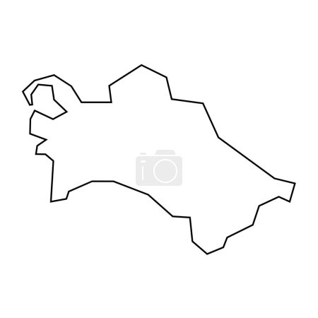 Turkmenistán país delgada silueta contorno negro. Mapa simplificado. Icono vectorial aislado sobre fondo blanco.