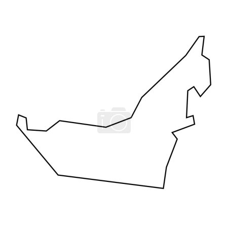 United Arab Emirates country thin black outline silhouette. Simplified map. Vector icon isolated on white background.