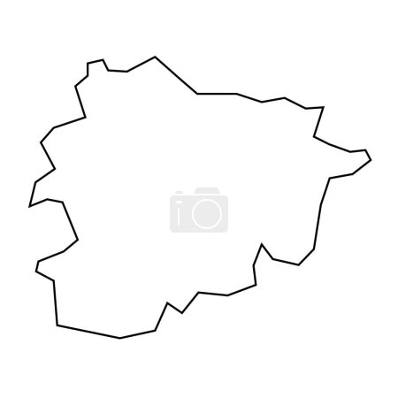 Andorra country thin black outline silhouette. Simplified map. Vector icon isolated on white background.