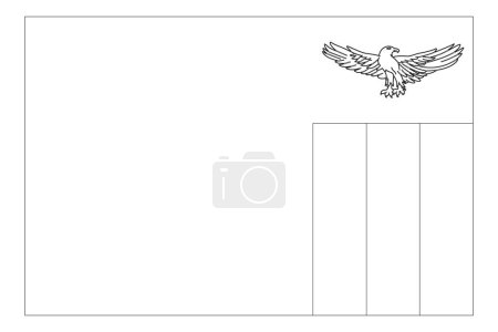 Zambia flag - thin black vector outline wireframe isolated on white background. Ready for colouring.