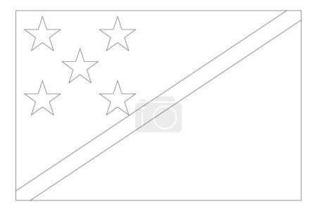 Bandera de las Islas Salomón delgada esbozo de vector negro wireframe aislado sobre fondo blanco. Listo para colorear.