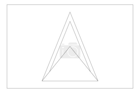 Saint Lucia flag - thin black vector outline wireframe isolated on white background. Ready for colouring.