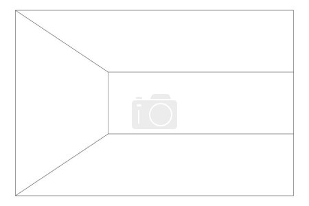 Kuwait flag - thin black vector outline wireframe isolated on white background. Ready for colouring.