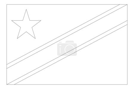 Bandera de la República Democrática del Congo: delgada trama de vectores negros aislada sobre fondo blanco. Listo para colorear.