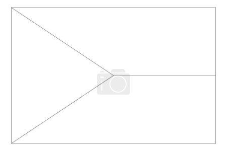 Czech Republic flag - thin black vector outline wireframe isolated on white background. Ready for colouring.